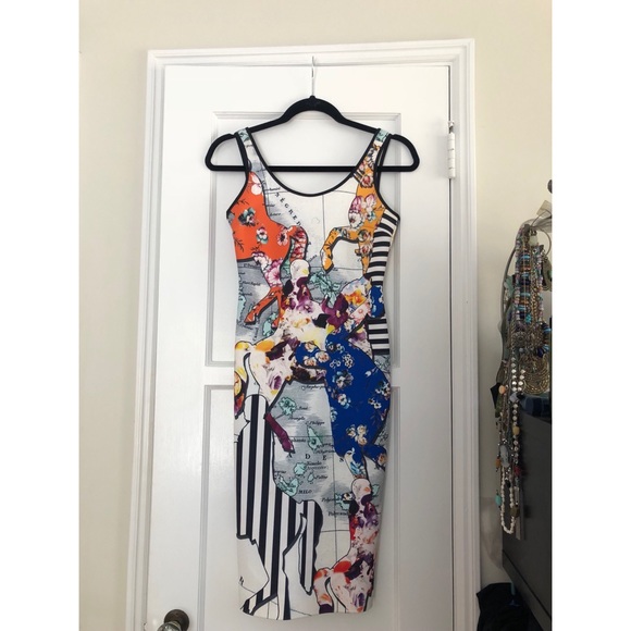 Clover Canyon Map Print Neoprene Dress - Size S - Picture 2 of 4